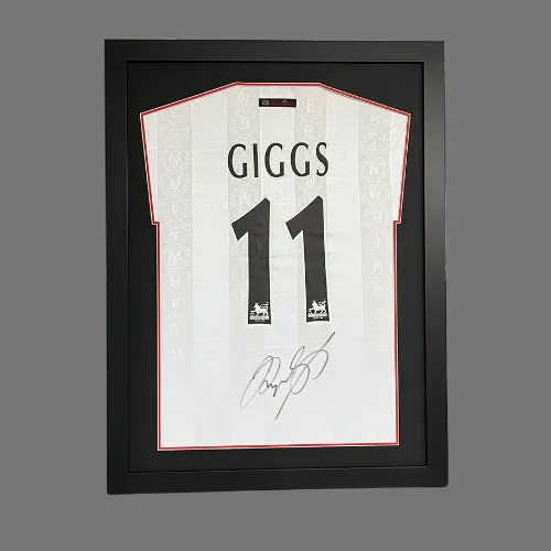 Signed Ryan Giggs Manchester United shirt in a black box frame