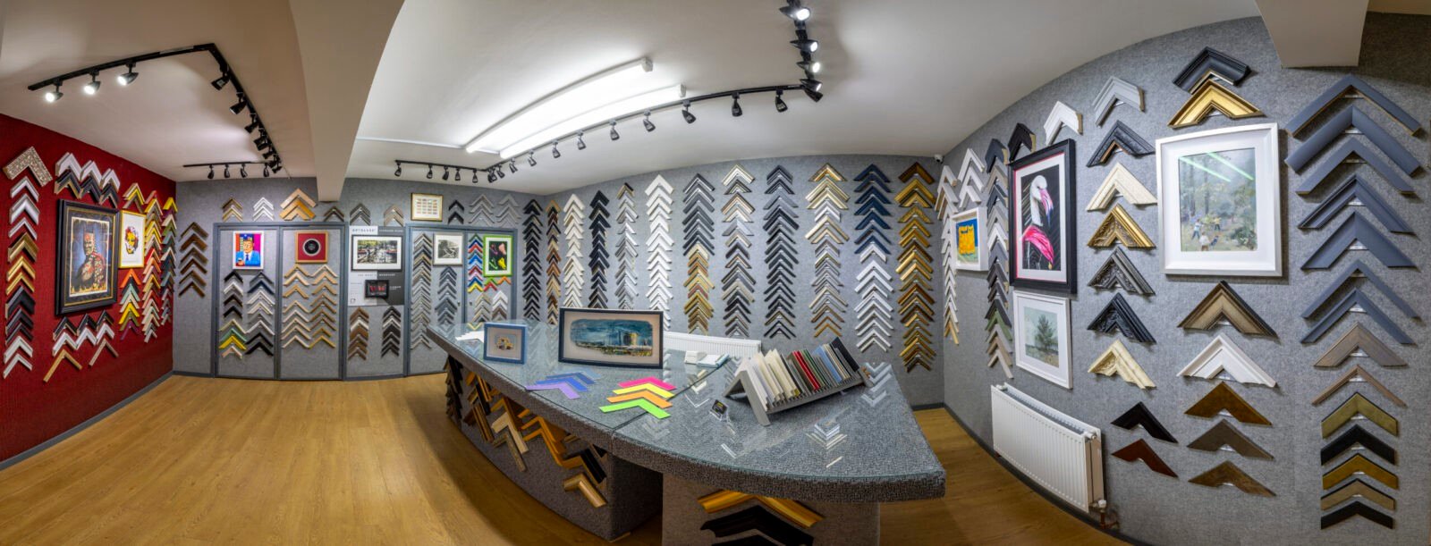 Concept Framing Belfast studio showing extensive range of frames and mounts